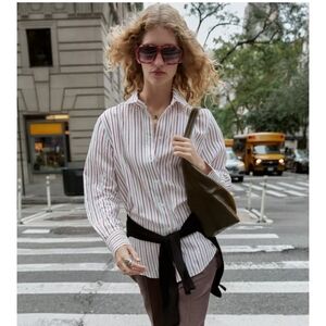 ZARA WOMENS STRIPED OVERSIZED POPLIN SHIRT / SIZE XS